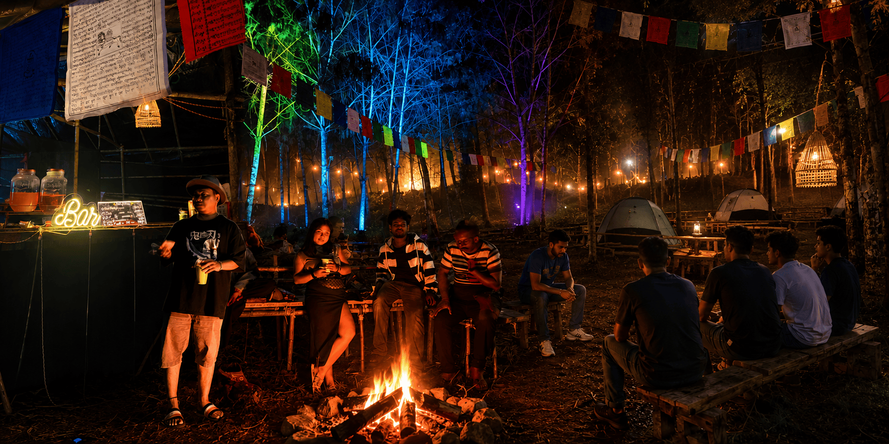 Concert audience enjoying a live performance at night