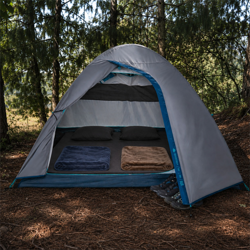 Double sharing dome tent setup
